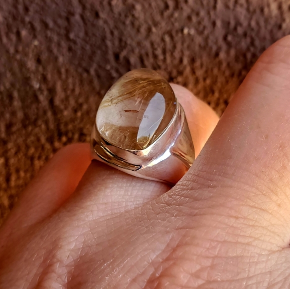 New Men's Golden Rutile 925 Silver Ring. - Picture 6 of 16